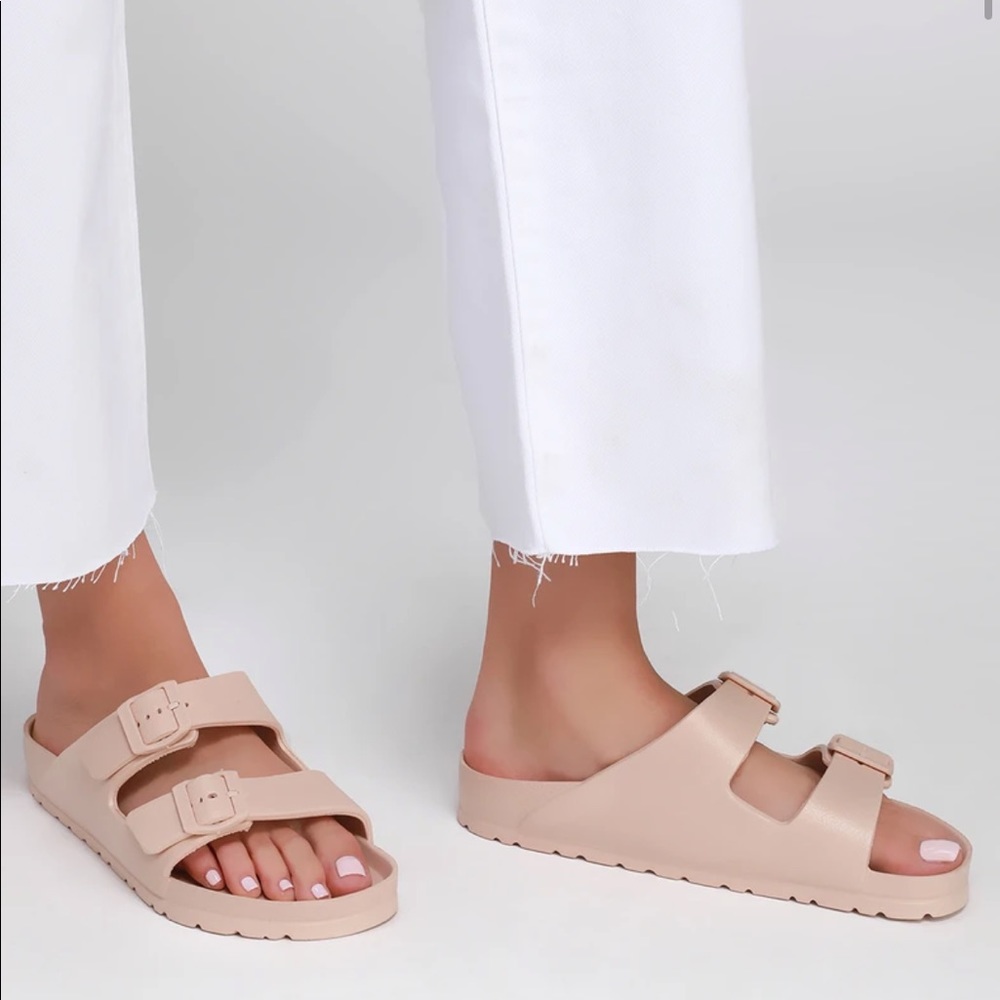 Georgie Nude Buckled Slide Sandals